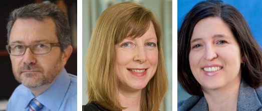 Portrait photos of three economists