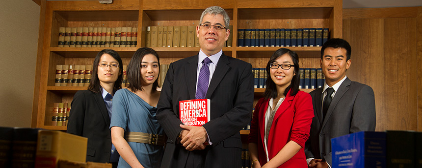 UC Davis law students worked with their professor, Jack Chin (center), to get a lawyer of Chinese descent admitted to the State Bar of California posthumously. He had been banned due to his ethnicity in the 1800s. (Karin Higgins/UC Davis)