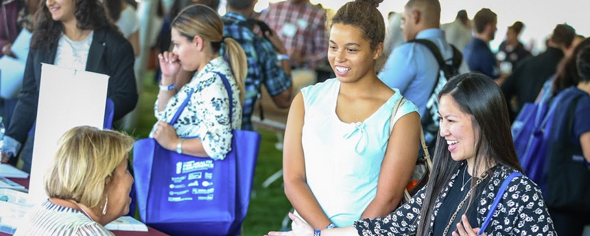 The Oct. 14 Pre-Health Conference at UC Davis offers opportunities for undergraduates to learn about a variety of programs that might fit their career plans. They can also get to know a number of graduate school representatives. (Cody Snapp/UC Davis)