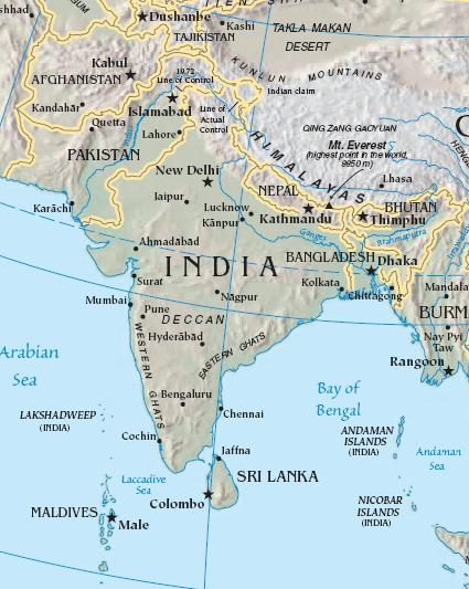 map of South Asia