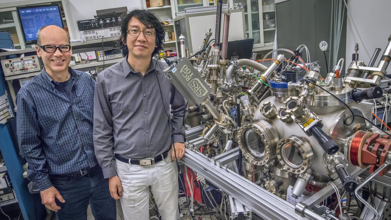 UC Davis project scientist Gong Chen (right) and coauthor Andres Schmid of Lawrence Berkeley Lab