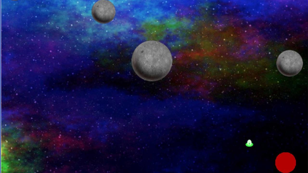 Illustration with orbs in space and a red dot on lower right corner of screen.
