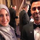 Sawsan Morrar, left, poses with fellow Aggie and "The Daily Show" correspondent Hasan Minhaj, who hosted the White House Correspondents’ Association Dinner in 2017 where Sawsan received her scholarship. (Francisco Vara-Orta)