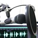 Photo of microphone and computer